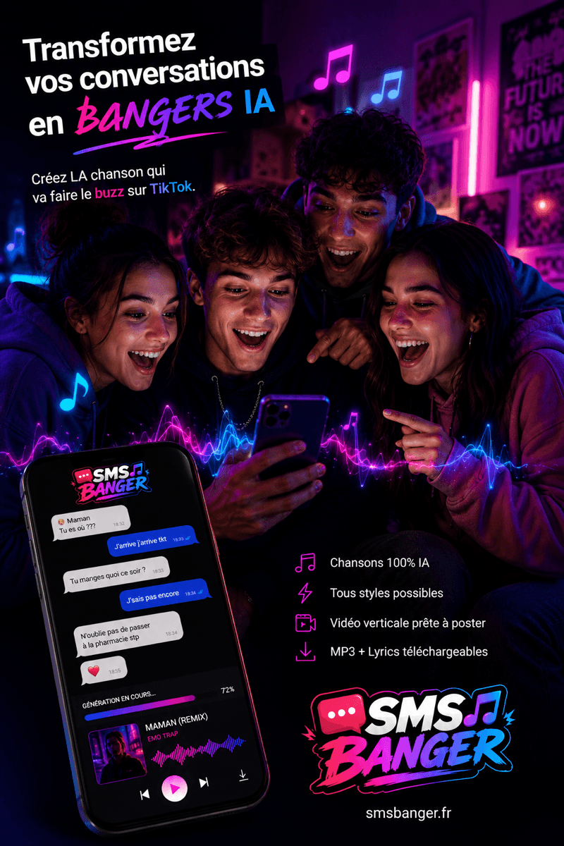 Des potes qui écoutent ensemble une chanson SMS Banger sur un téléphone